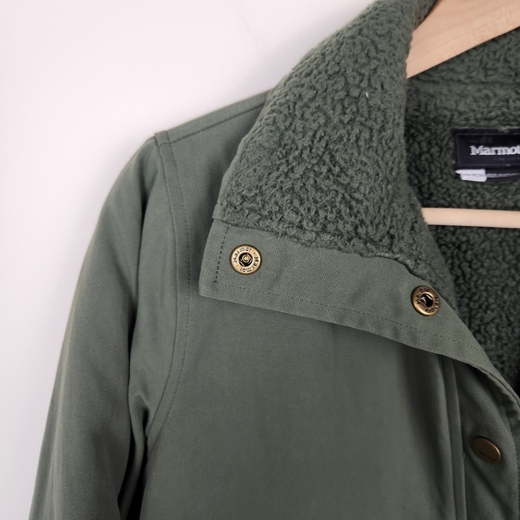 Marmot Green Fleece Lined Pioneer Button Up Jacket Sz S - Picture 2 of 11